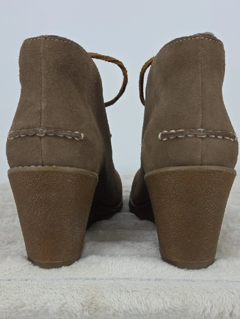 Sperry Brown Taupe Suede Wedge Lace-Up Ankle Boots